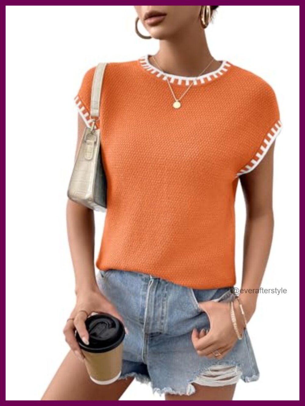 Knit Cap Sleeve Sweater Vest Tunic Top